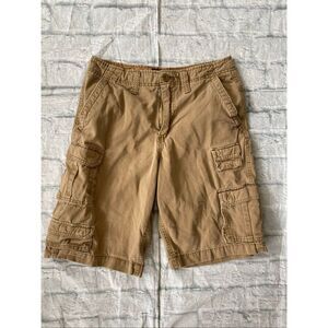 No boundaries 100% cotton men size 30 multi pocket cargo shorts tan